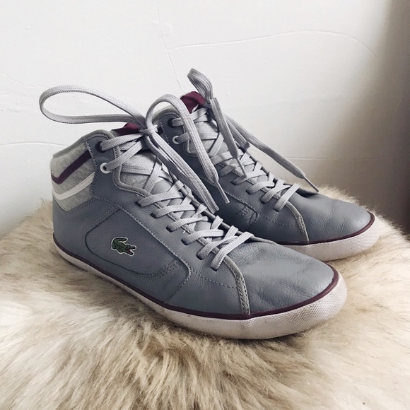 lacoste shoes grey leather